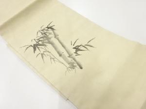 リサイクル　 紗 手描き竹笹模様名古屋帯